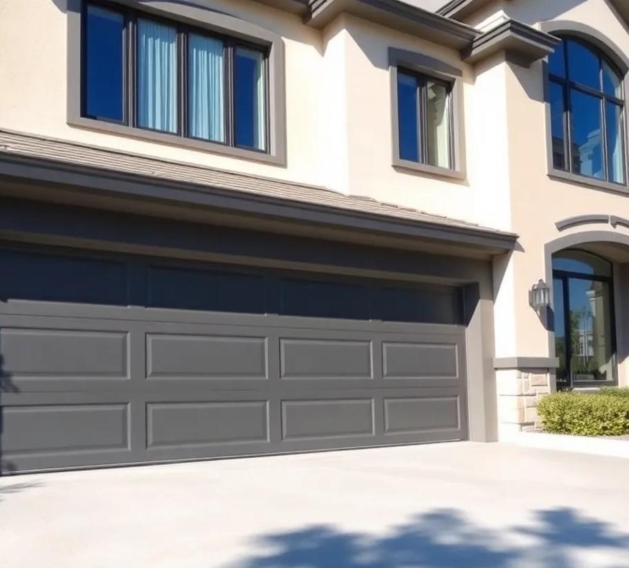Garage Door Panel Repair — Curb Appeal Restoration | Express Garage Door Los Angeles Freshly repaired garage door with restored curb appeal at a Los Angeles home. The new panels are clean, symmetrical, and seamlessly match the home’s exterior for a polished look.