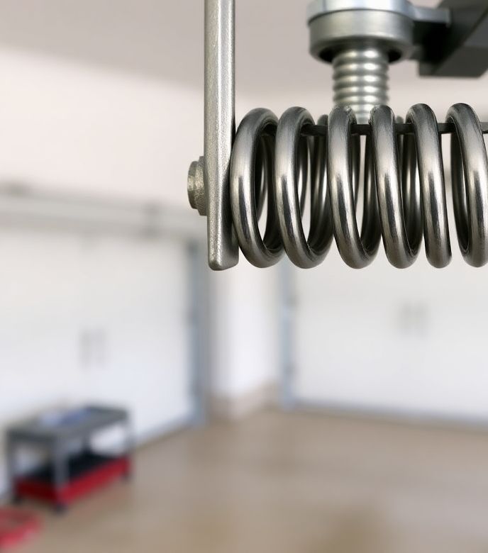 Garage Door Spring Repair in Culver City – Torsion System Close-Up Close-up of a garage door torsion spring system inside Culver City garage